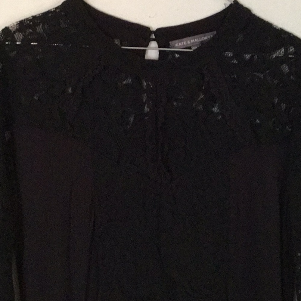 Kate&Mallory XL black with lace on shoulders shirt